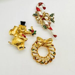 Vintage Christmas Brooch Jewelry lot